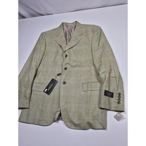 Zanieri Blazer Mens 44R Green Wool Silk Linen Plaid Sport Coat Italy Fintes NWT